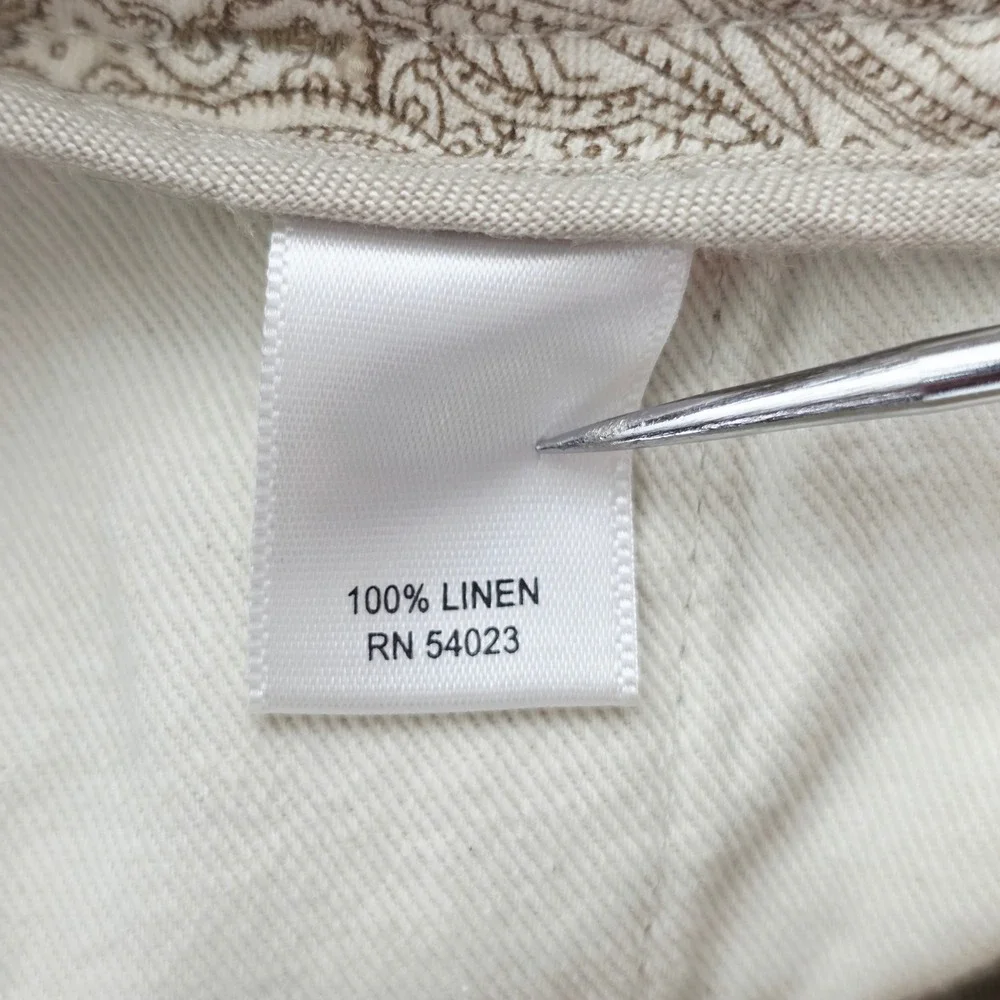 Banana Republic Mens 36X34 Fit 36X33 Tan 100% Linen Pants Flat Front Relaxed Fit